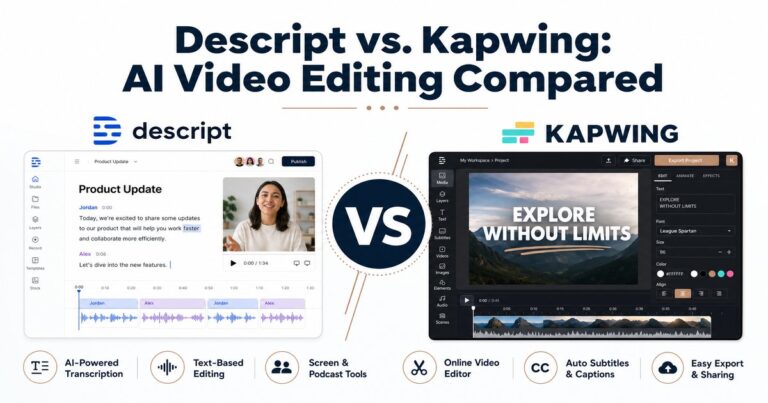 Descript vs. Kapwing: AI Video Editing Compared for Business and Marketing Professionals